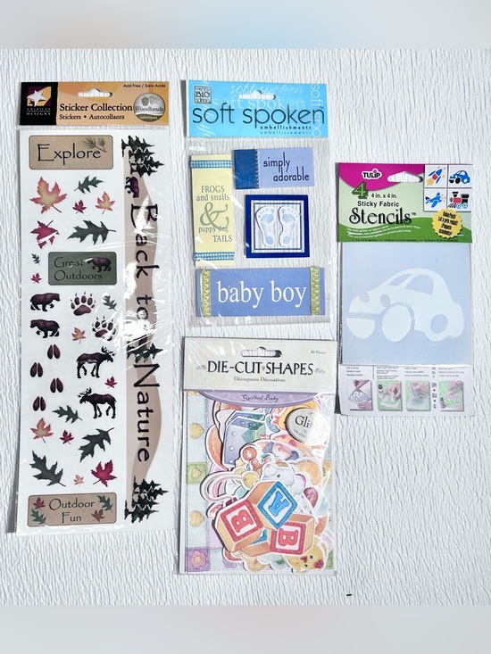 Scrapbook Other - Baby Boy Scrapbook Lot of 4-Stickers, Stencils, Die-Cuts- New